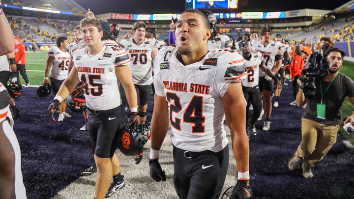 Oklahoma State Cowboys running back Caleb Hawkins. Oklahoma State Cowboys running back Caleb Hawkins.