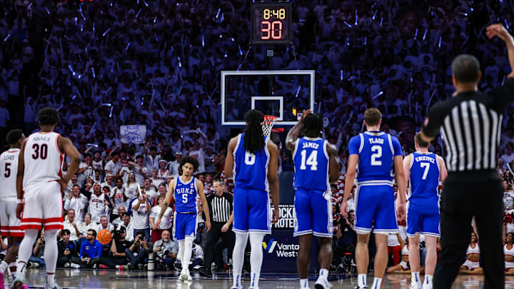 Nov 22, 2024; Tucson, Arizona, USA; Arizona Wildcats ZonaZoo goes wild after Duke basketball guard Tyrese Proctor (5) misses his second technical foul free throw during the second half at McKale Center. Mandatory Credit: Aryanna Frank-Imagn Images