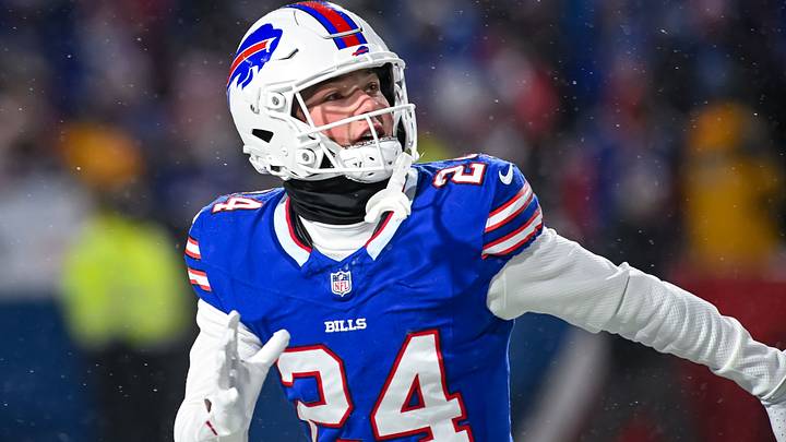 Buffalo Bills safety Cole Bishop warms up before a 2025 AFC divisional round game against the Baltimore Ravens. Buffalo Bills safety Cole Bishop warms up before a 2025 AFC divisional round game against the Baltimore Ravens.