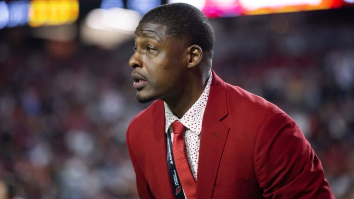 Dec 25, 2022; Glendale, Arizona, USA; Arizona Cardinals director of pro scouting Adrian Wilson prior to the game against theTampa Bay Buccaneers at State Farm Stadium. Mandatory Credit: Mark J. Rebilas-USA TODAY Sports