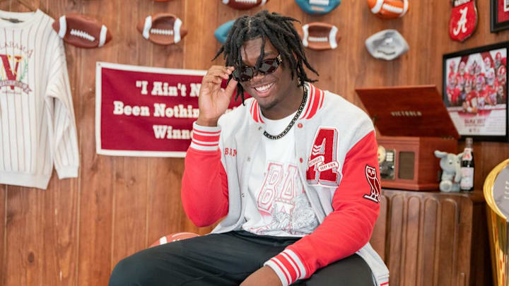 New Alabama commit Nolan Wilson poses during an official visit to Alabama in June 2025. New Alabama commit Nolan Wilson poses during an official visit to Alabama in June 2025.