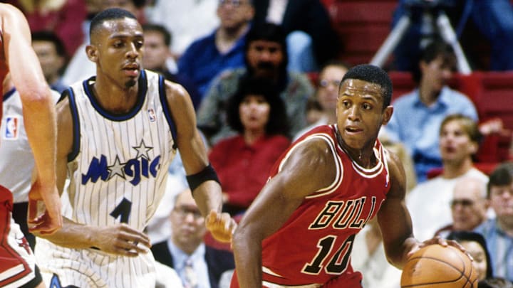Unknown date; Orlando, FL, USA; FILE PHOTO; Chicago Bulls guard B.J. Armstrong (10) is chased by Orlando Magic guard Penny Hardaway (1) at the Orlando Arena. Mandatory Credit: Imagn Images Unknown date; Orlando, FL, USA; FILE PHOTO; Chicago Bulls guard B.J. Armstrong (10) is chased by Orlando Magic guard Penny Hardaway (1) at the Orlando Arena. Mandatory Credit: Imagn Images