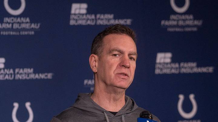 Indianapolis Colts Defensive Coordinator Lou Anarumo speaks during a press conference