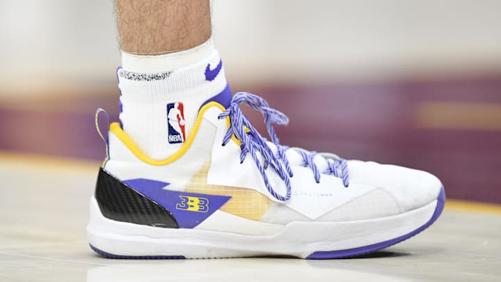 Lonzo Ball wore Big Baller Brand shoes during the start of his NBA career with the Los Angeles Lakers.