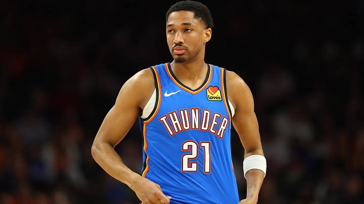 Apr 27, 2026; Phoenix, Arizona, USA; Oklahoma City Thunder guard Aaron Wiggins (21) against the Phoenix Suns during game four of the first round of the 2026 NBA Playoffs at Mortgage Matchup Center. Mandatory Credit: Mark J. Rebilas-Imagn Images Apr 27, 2026; Phoenix, Arizona, USA; Oklahoma City Thunder guard Aaron Wiggins (21) against the Phoenix Suns during game four of the first round of the 2026 NBA Playoffs at Mortgage Matchup Center. Mandatory Credit: Mark J. Rebilas-Imagn Images