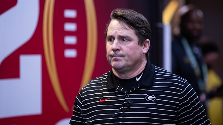 Georgia Bulldogs co-defensive coordinator Will Muschamp against the TCU Horned Frogs.