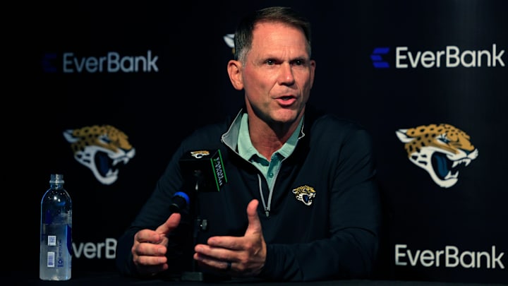 Jacksonville Jaguars general manager Trent Baalke speaks during a press conference Friday, April 26, 2024 at EverBank Stadium’s Miller Electric Center in Jacksonville, Fla. Jacksonville Jaguars selected LSU’s wide receiver Brian Thomas Jr. as the 23rd overall pick in last night’s NFL Draft. Jacksonville Jaguars general manager Trent Baalke speaks during a press conference Friday, April 26, 2024 at EverBank Stadium’s Miller Electric Center in Jacksonville, Fla. Jacksonville Jaguars selected LSU’s wide receiver Brian Thomas Jr. as the 23rd overall pick in last night’s NFL Draft.