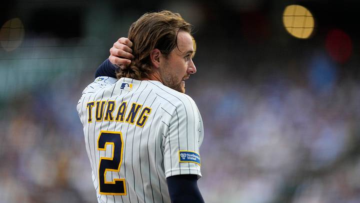 Aug 8, 2026; Milwaukee, Wisconsin, USA; Milwaukee Brewers second baseman Brice Turang (2) during the game against the Minnesota Twins at American Family Field. Mandatory Credit: Jeff Hanisch-Imagn Images Aug 8, 2026; Milwaukee, Wisconsin, USA; Milwaukee Brewers second baseman Brice Turang (2) during the game against the Minnesota Twins at American Family Field. Mandatory Credit: Jeff Hanisch-Imagn Images