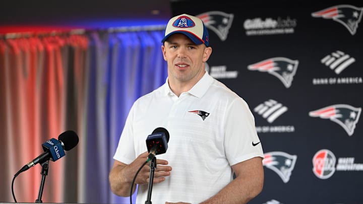 Mar 13, 2025; Foxborough, MA, USA; New England Patriots linebacker Robert Spillane discusses his recent free agent addition to the Patriots with the media at Gillette Stadium. Mandatory Credit: Eric Canha-Imagn Images