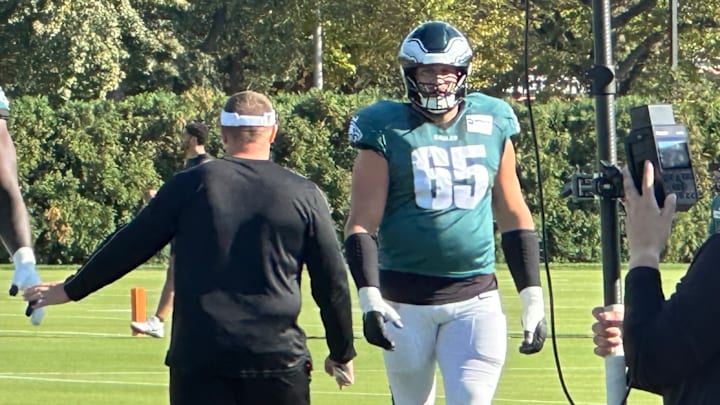 Eagles right tackle Lane Johnson goes through practice after clearing concussion protocol entering Week 6 of the 2024 season. Eagles right tackle Lane Johnson goes through practice after clearing concussion protocol entering Week 6 of the 2024 season.