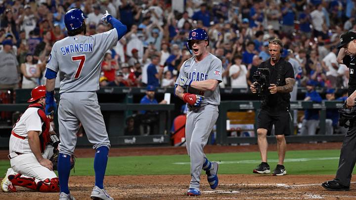 Jul 29, 2026; St. Louis, Missouri, USA; Chicago Cubs center fielder Pete Crow-Armstrong (4) celebrates after hitting a two-run home run against the St. Louis Cardinals in the tenth inning at Busch Stadium. Mandatory Credit: Joe Puetz-Imagn Images Jul 29, 2026; St. Louis, Missouri, USA; Chicago Cubs center fielder Pete Crow-Armstrong (4) celebrates after hitting a two-run home run against the St. Louis Cardinals in the tenth inning at Busch Stadium. Mandatory Credit: Joe Puetz-Imagn Images