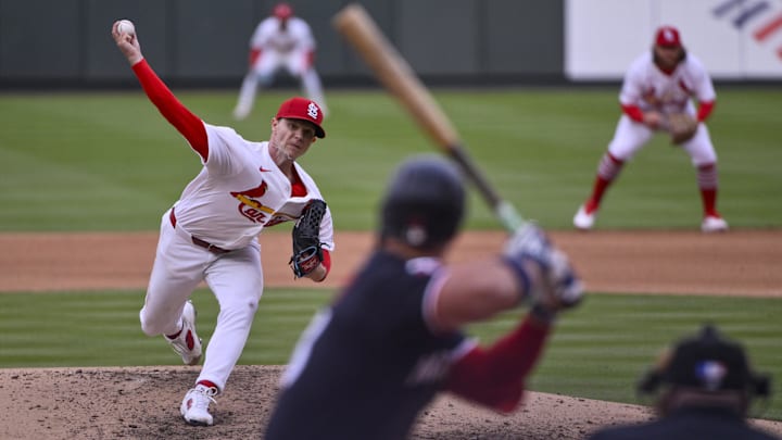 St. Louis Cardinals starting pitcher Sonny Gray (54) pitches against the Minnesota Twins during the fourth inning at Busch Stadium.