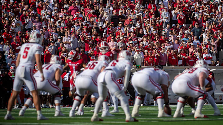 Fans cheer during the Indiana versus Wisconsin football game at Memorial Stadium on Saturday, Nov. 15, 2025.