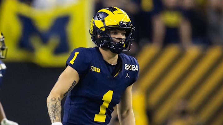 Jan 8, 2024; Houston, TX, USA; Michigan Wolverines wide receiver Roman Wilson (1) against the