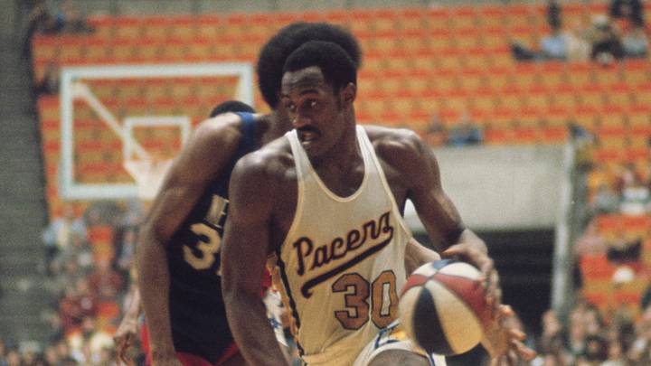 Unknown date and unknown location; USA; FILE PHOTO; Indiana Pacers forward George McGinnis (30) against the New York Nets during an ABA game. Mandatory Credit: Malcolm Emmons-USA TODAY Network.