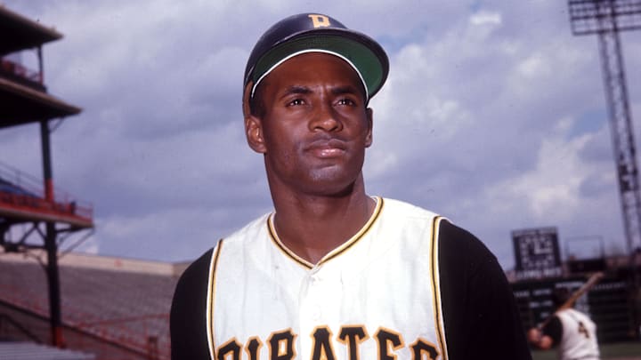 Unknown date; Pittsburgh, PA, USA; FILE PHOTO; Pittsburgh Pirates outfielder (21) Roberto Clemente poses for a portrait. Mandatory Credit: Photo by Malcolm Emmons-Imagn Images (c) Copyright Malcolm Emmons Unknown date; Pittsburgh, PA, USA; FILE PHOTO; Pittsburgh Pirates outfielder (21) Roberto Clemente poses for a portrait. Mandatory Credit: Photo by Malcolm Emmons-Imagn Images (c) Copyright Malcolm Emmons