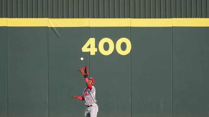 Chattanooga Lookouts outfielder Carlos Jorge (30) makes a catch for an out against the Knoxville Smokies during a Minor League Baseball game on June 17, 2026, in Knoxville, Tennessee. 