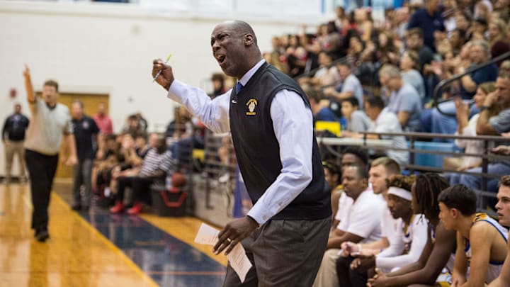 Martin County head coach John Leon motivates his players against South Fork during the high school boys basketball game Friday, Nov. 30, 2018, at Martin County High School in Stuart.

Tcn 1130 Prep Basketball