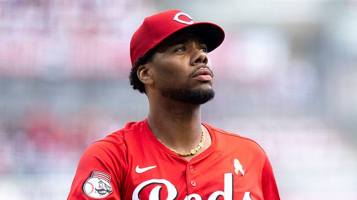 Cincinnati Reds pitcher Hunter Greene (21) walks back to the dugout