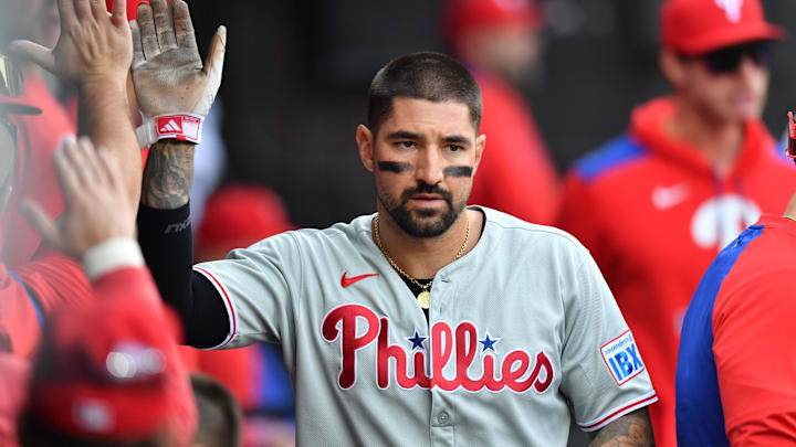 Philadelphia Phillies right fielder Nick Castellanos is using his footwear to celebrate his favorite musician.