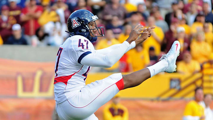 Nov. 28, 2009; Tempe, AZ, USA; Arizona Wildcats punter (47) Keenyn Crier against the Arizona State Sun Devils at Sun Devil Stadium. Arizona defeated Arizona State 20-17. Mandatory Credit: Mark J. Rebilas-Imagn Images