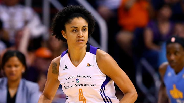 Sep 7, 2014; Phoenix, AZ, USA; Phoenix Mercury forward Candice Dupree (4) against the Chicago Sky during game one of the WNBA Finals at US Airways Center. The Mercury defeated the Sky 83-62. Mandatory Credit: Mark J. Rebilas-Imagn Images
Sep 7, 2014; Phoenix, AZ, USA; Phoenix Mercury forward Candice Dupree (4) against the Chicago Sky during game one of the WNBA Finals at US Airways Center. The Mercury defeated the Sky 83-62. Mandatory Credit: Mark J. Rebilas-Imagn Images
