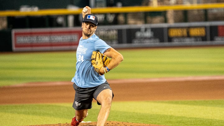 Brody Hopkins of Winthrop University attends the MLB Draft Combine at Chase Field in Phoenix on June 21, 2023.