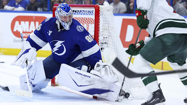 Andrei Vasilevskiy is the Vezina Trophy favorite. Andrei Vasilevskiy is the Vezina Trophy favorite.