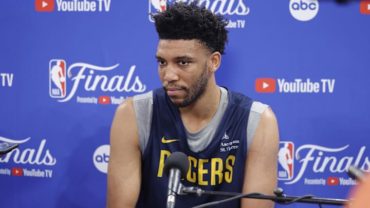 Indiana Pacers center Tony Bradley (13) during NBA Finals Media Day at Paycom Center.