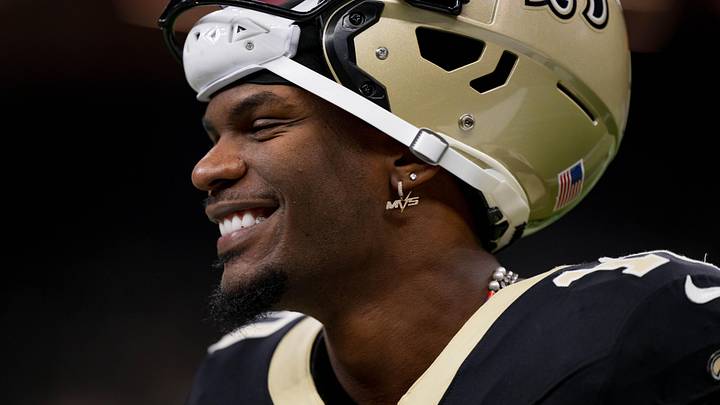 New Orleans Saints wide receiver Marquez Valdes-Scantling smiles before a game against the Los Angeles Rams. New Orleans Saints wide receiver Marquez Valdes-Scantling smiles before a game against the Los Angeles Rams.
