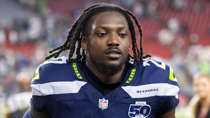 Seattle Seahawks cornerback Riq Woolen against the Arizona Cardinals at State Farm Stadium.