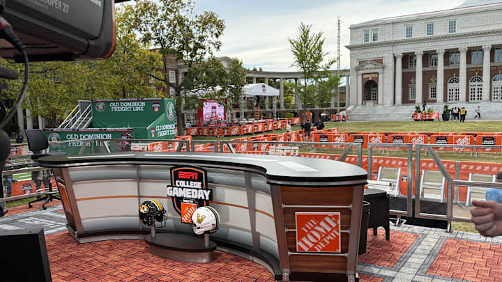 The set of ESPN's College GameDay show on the ground of the Vanderbilt Commons Center on Oct. 24, 2025, a day before Vanderbilt football takes on Missouri in a Southeastern Conference game at FirstBank Stadium The set of ESPN's College GameDay show on the ground of the Vanderbilt Commons Center on Oct. 24, 2025, a day before Vanderbilt football takes on Missouri in a Southeastern Conference game at FirstBank Stadium