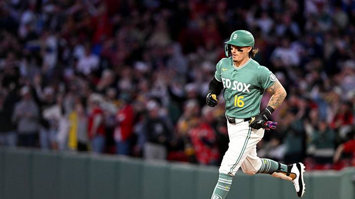 May 1, 2026; Boston, Massachusetts, USA; Boston Red Sox left fielder Jarren Duran (16) runs the bases after hitting a three-run home run against the Houston Astros during the third inning at Fenway Park. Mandatory Credit: Brian Fluharty-Imagn Images