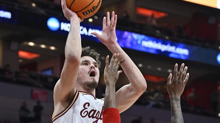Mar 9, 2024; Louisville, Kentucky, USA;  Boston College Eagles forward Quinten Post (12) shoots