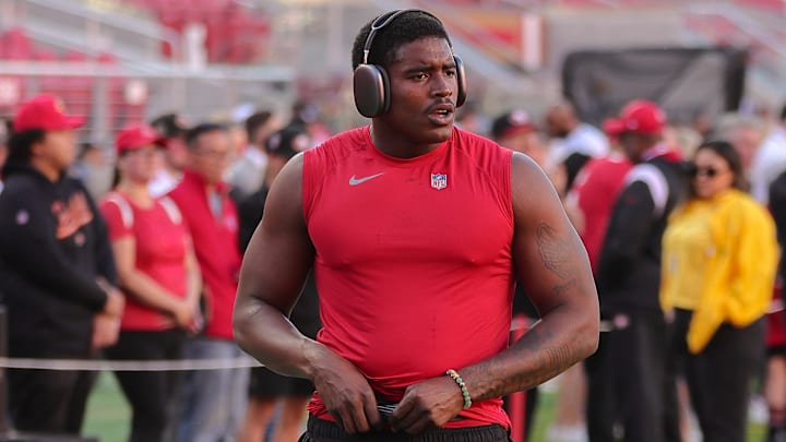 Aug 25, 2023; Santa Clara, California, USA; San Francisco 49ers defensive end Drake Jackson (95)