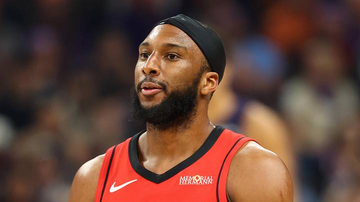 Apr 7, 2026; Phoenix, Arizona, USA; Houston Rockets guard Josh Okogie (20) against the Phoenix Suns at Mortgage Matchup Center. Mandatory Credit: Mark J. Rebilas-Imagn Images