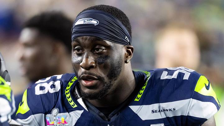 Seattle Seahawks linebacker Derick Hall against the New England Patriots during Super Bowl LX 