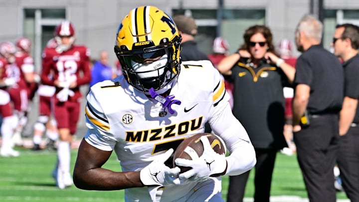 Missouri Tigers wide receiver Courtney Crutchfield (7) warms up before a game against the UMass Minutemen at Warren McGuirk Alumni Stadium. Missouri Tigers wide receiver Courtney Crutchfield (7) warms up before a game against the UMass Minutemen at Warren McGuirk Alumni Stadium.