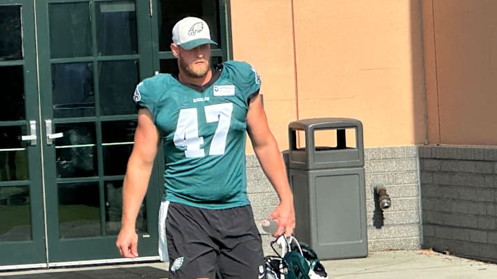 Eagles LS Charley Hughlett at the NovaCare Complex.