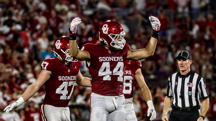 Oklahoma defensive end Taylor Wein hypes up the crowd during the Sooners' game against New Mexico. Oklahoma defensive end Taylor Wein hypes up the crowd during the Sooners' game against New Mexico.