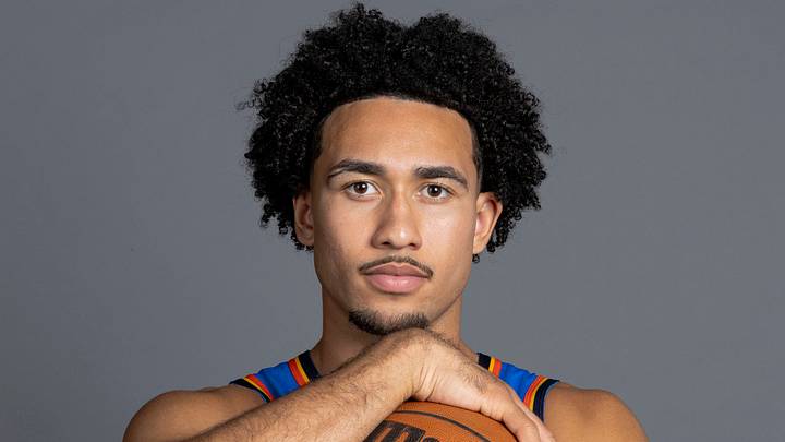 Sep 28, 2026; Oklahoma City, OK, USA; Oklahoma City Thunder guard Jared McCain (3) poses for a photo during Oklahoma City Thunder Media Day at Paycom Center. Mandatory Credit: Alonzo Adams-Imagn Images
