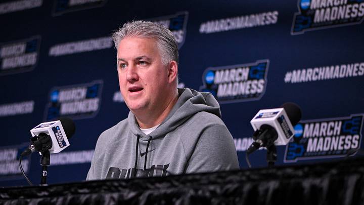Mar 19, 2026; St. Louis, MO, USA; Purdue Boilermakers head coach Matt Painter talks with the media during a practice session ahead of the first round of the men's 2026 NCAA Tournament at Enterprise Center. Mandatory Credit: Jeff Curry-Imagn Images Mar 19, 2026; St. Louis, MO, USA; Purdue Boilermakers head coach Matt Painter talks with the media during a practice session ahead of the first round of the men's 2026 NCAA Tournament at Enterprise Center. Mandatory Credit: Jeff Curry-Imagn Images