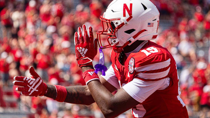 Nebraska Cornhuskers wide receiver Cortez Mills Jr. celebrates after a touchdown against the Houston Christian Huskies.