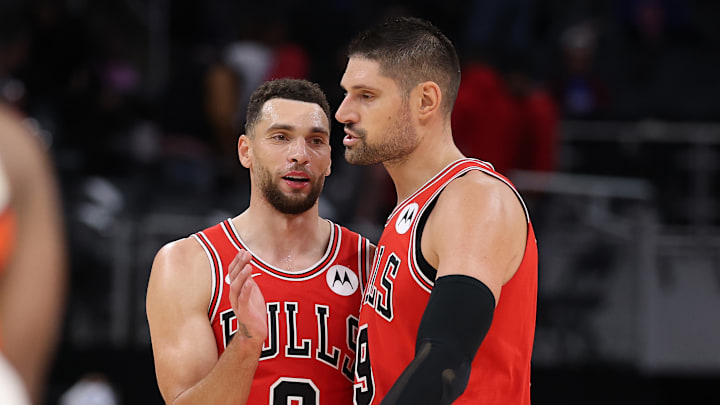 Zach LaVine and Nikola Vucevic, Chicago Bulls v Detroit Pistons