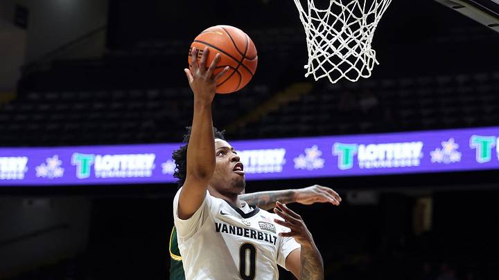 Vanderbilt's Ant Brown Jr (0) shoots a basket while being guarded by UAB’s Deuce Jones (12) during the first half of their exhibition game at Vanderbilt’s Memorial Gym Monday, October 19, 2026. Vanderbilt's Ant Brown Jr (0) shoots a basket while being guarded by UAB’s Deuce Jones (12) during the first half of their exhibition game at Vanderbilt’s Memorial Gym Monday, October 19, 2026.