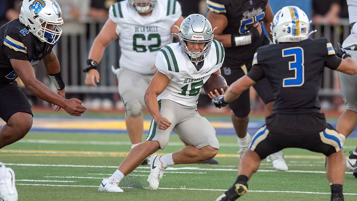 De La Salle senior quarterback Jaxon Landri answered all questions — literally and figuratively — in a Week 1 35-25 win at Serra. De La Salle senior quarterback Jaxon Landri answered all questions — literally and figuratively — in a Week 1 35-25 win at Serra.
