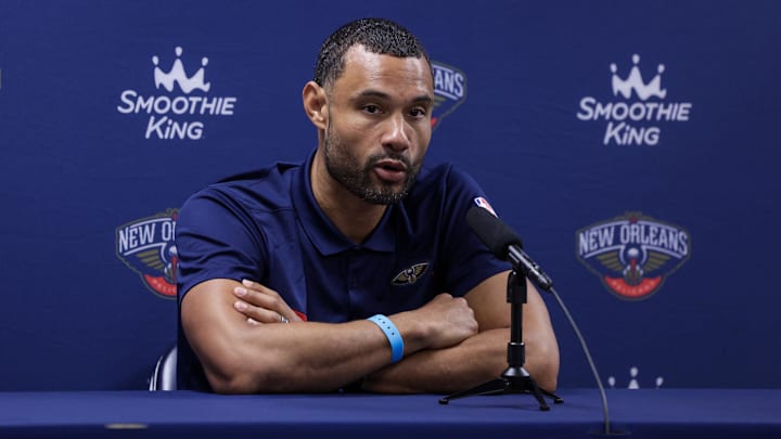Sep 26, 2022; New Orleans, LA, USA;  New Orleans Pelicans general manager Trajan Langdon: Stephen Lew-USA TODAY Sports