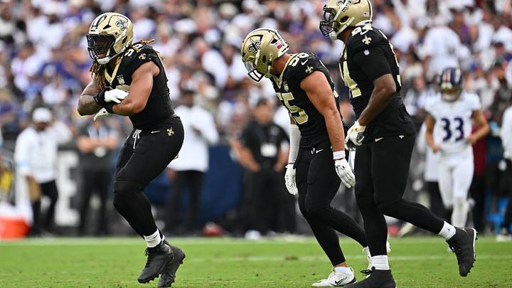 Sep 20, 2026; Baltimore, Maryland, USA; New Orleans Saints defensive end Chase Young (99) celebrates a sack in the second half against the Baltimore Ravens at M&T Bank Stadium. Mandatory Credit: Jamie Sabau-Imagn Images Sep 20, 2026; Baltimore, Maryland, USA; New Orleans Saints defensive end Chase Young (99) celebrates a sack in the second half against the Baltimore Ravens at M&T Bank Stadium. Mandatory Credit: Jamie Sabau-Imagn Images
