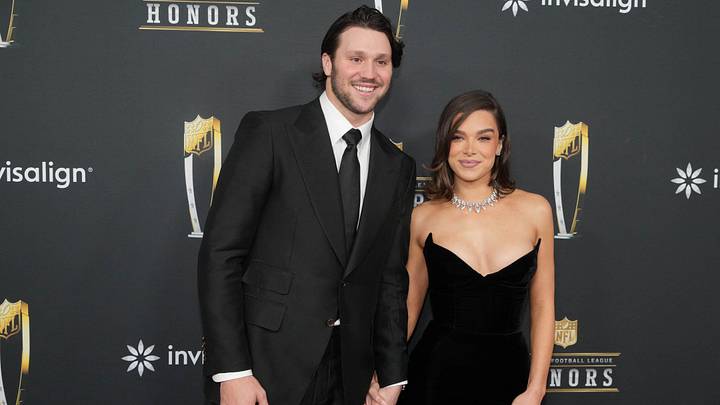 Feb 6, 2025; New Orleans, LA, USA; Josh Allen and Hailee Steinfeld on the red carpet before Super Bowl LIX NFL Honors at Saenger Theatre. Feb 6, 2025; New Orleans, LA, USA; Josh Allen and Hailee Steinfeld on the red carpet before Super Bowl LIX NFL Honors at Saenger Theatre.