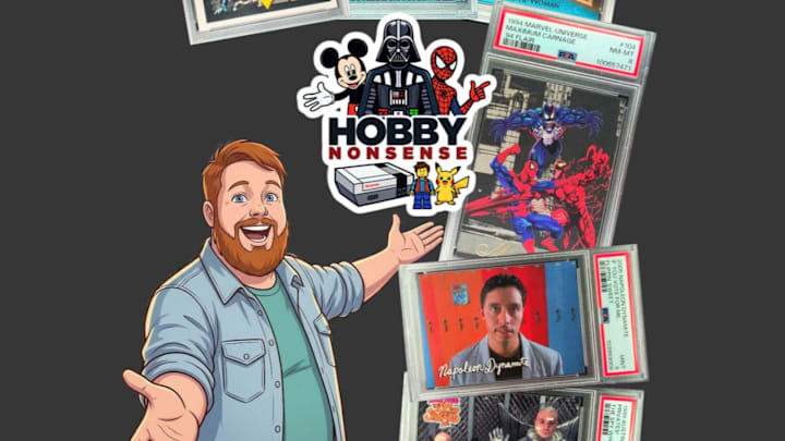 Hobby Nonsense makes its eBay Live debut this Sunday at 7:00 p.m. CT, featuring $1 auctions on graded non-sports cards from franchises like Star Wars, Marvel, and Austin Powers. Hobby Nonsense makes its eBay Live debut this Sunday at 7:00 p.m. CT, featuring $1 auctions on graded non-sports cards from franchises like Star Wars, Marvel, and Austin Powers.